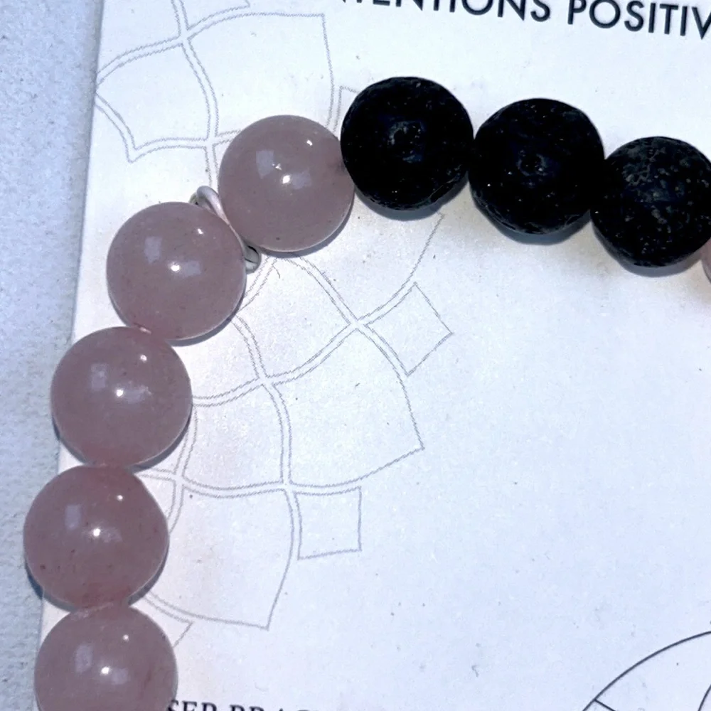 NWT Genuine Rose Quartz Gemstone Bead Aromatherapy Bracelet Positive Intentions